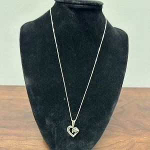 Vintage Marcasite Sterling Silver Heart Necklace